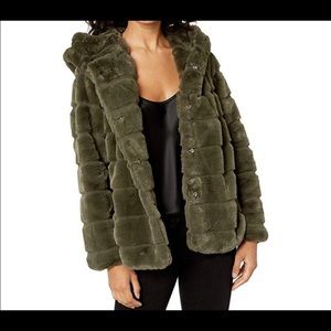 Apparis Army Green Goldie Hooded Faux Fur Jacket